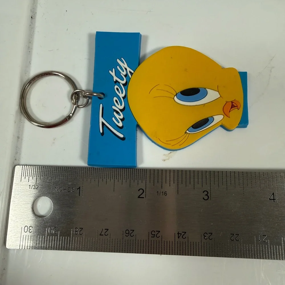 Warner Bros Tweety Bird Keychain Yellow Blue Vintage 1995 Looney Tunes